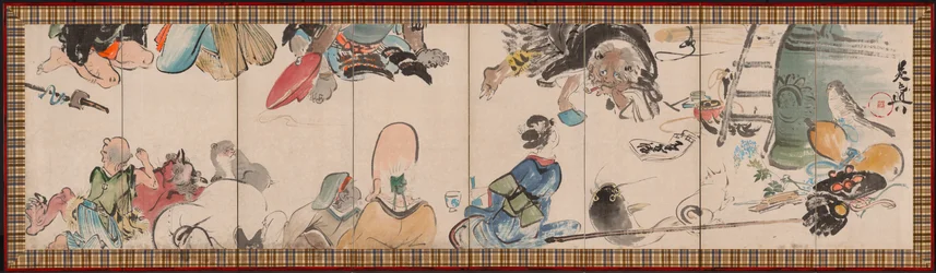 Otsu-e-aiheiden kokoontuminen, 1800-luvun loppu.
