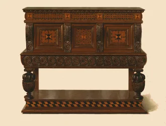 Pähkinä ja tammi seisova buffet, 1904