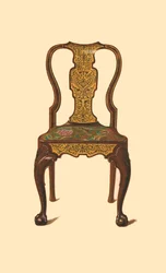 Pähkinäpuutuoli, intarsia, 1905