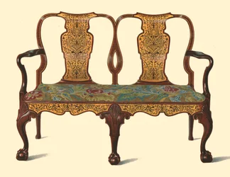Pähkinäpuusohva intarsialla, 1905
