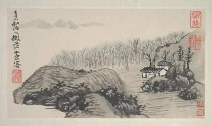 Landscapes of the Four Seasons (kahdeksan lehden albumi; tussi ja väri paperille)