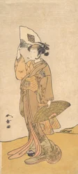 Nakamura Matsue II naisena seisovana kukkulalla, 1773.