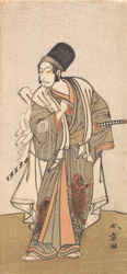 Ichikawan suvun näyttelijän seisova hahmo, luultavasti Danjuro IV, 1726-1792.