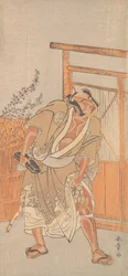Näyttelijä 2. Nakamura Sukegoro miehenä, jolla on musta lakkapostilaatikko, n. 1774.