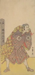 Viides Ichikawa Danjuro Kagon kantajana seisomassa lähellä mailin postia, n. 1783-84.