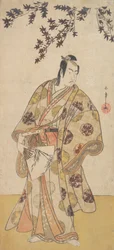 Kolmas Ichikawa Yaozo vaahteran alla seisovana Daimyona, n. 1783.