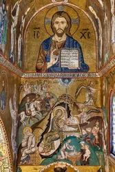 Palatinuksen kappeli (basilika), eteläinen apsidi tai Pyhän Paavalin "absidiola", mosaiikit: "Christ Pantocrator" ja "Nativity", XII vuosisata