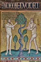 Palatinuksen kappeli (basilika), mosaiikkisykli Vanhasta testamentista, luomisjakso: "Perisynti", XII vuosisata