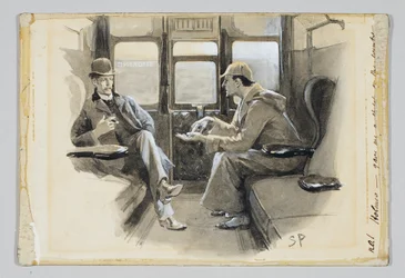 Kuvitus Arthur Conan Doylen Sherlock Holmes -kertomukseen "Hopeaharja", 1892