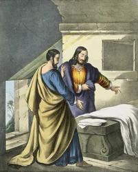 Pietari ja Johannes haudalla, Edward Goverin painamasta Raamatusta, 1870-luku