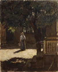 Kastanja maatilan pihalla