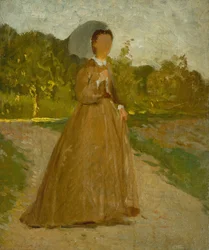 Nainen puutarhassa, noin 1864 (öljy kankaalle).