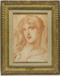 Pää, n.1880 (punaliitu härskille vellapaperille).