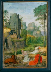 Paysage avec saint Jerôme penitent et la guerison du lion - Maisema, jossa on pyhä Jerome penitent ja leijonan parannuskeino ...