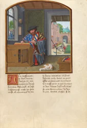 Golden Fleece -ritarikunnan aseiden kuningas Kirjoittaa Jacques de Lalaingista, n. 1530-1540 (tempera, kultalehti ja muste pergamentilla)