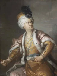 Näyttelijä Lekain 1729-1778 Orosmanena tragediassa Zaïre of Voltaire, 1767.