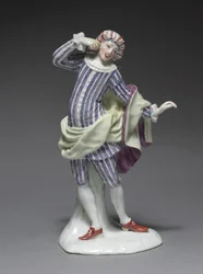 Italialainen komediafiguuri: Mezetin, n. 1753 (posliini emalikoristeella)