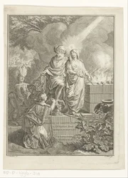 Allegorische titelpagina met aartsvader Abraham en Waarheid Titelpagina voor: Arnold Hoogvliet, Abraham de aartsvader, in XII Boeken, s.a.