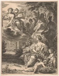 Flora puutarhassa Otsikko sivulle: Tielman van Bracht, Tuingedagten. Kuudella kurssilla, 1754