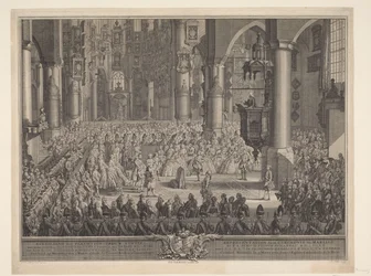 Karel Christian van Nassau-Weilburgin avioliitto prinsessa Carolinan kanssa, 1760 Kuvaus (...) prinssi van Nassau Weilburgin juhlallisesta hääseremoniasta (...) Carolina van Oranjen & Nassaun kanssa tapahtui keskiviikkona 5. maaliskuuta 1760 Groote Kerk in
