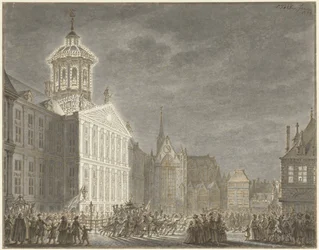Raatihuoneen juhlavalaistus Vilhelm V:n ja Preussin Vilhelmiinan kunniaksi, 1768