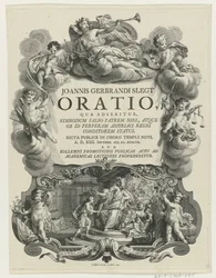 Minerva lauwert een jongeman met bul Otsikko voor: J.G. Slegt, Puhe, jossa väitetään, että Nimrod on valheellisesti Ninan isä (...), 1747