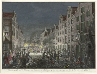 Viininostajan Gerrit Hagedoorenin talon ryöstö Rotterdamissa, 1751 Tahallinen tahto sitoutui Huizinge Once Wynkoopersiin Rotterdamissa 17. elokuuta. 1751, sen jälkeen kun hän oli vannonut valan (nimike esineessä)