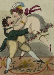 Uusi saksalainen valssi, noin 1818 luvulla (käsinvärinen etsaus)