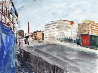 Garratt Lane, Wandsworth, 2019 (vesiväri ja guassi paperille).
