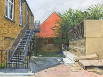 Pieni sisäpiha, Wandsworth (akryyli kankaalle laudalle)