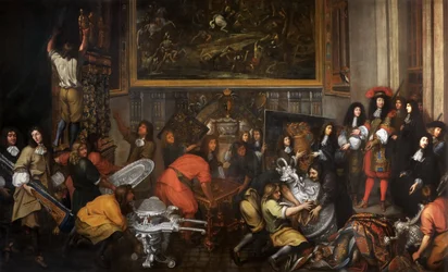 Ludvig XIV vierailee Manufacture des Gobelinsissa 15. lokakuuta 1667