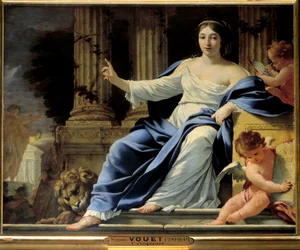 kaunopuheisuus. Edustus Polymniesta, kaunopuheisuuden museosta. Simon Vouetin (1590-1649) maalaus 1600-luvun su. 0,81 x 1 m