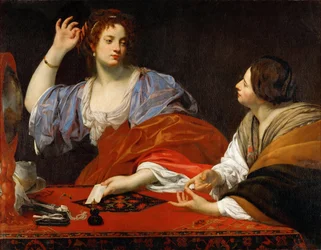 Martha syyttää turhaa sisartaan Maria Magdalenaa - Simon Vouetia (1590-1649). Öljy kankaalle, c. 1621. Mitat : 110x140 cm. Taidehistoriallinen museo, Vienne