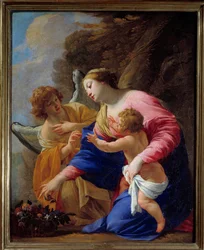 Simon Vouetin (1590-1649) maalaus Neitsyt ja enkeli 1641 su. 0,77x0,62 m Caenin taidemuseo