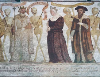 Death with the King, the Queen and the Doctor, detail from The Dance of Death
