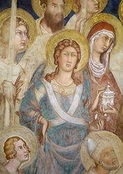 Maesta, Pyhän Mikaelin yksityiskohta, fresko vuodelta 1315.