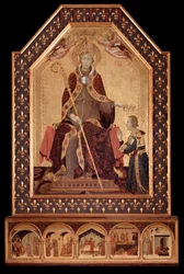 Pyhä Ludvig Anjoulainen (Toulouselainen) kruunaa Napolin Robert I:n (1277-1343), 1317, mitat 200x138 cm, Napoli, Museo Nazionale di Capodimonte, inventaarionumero Q 34