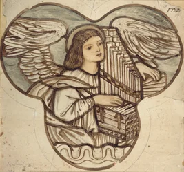 Suunnittelu lasimaalauksille Lyndhurst Churchissa: An Angel Organist, 1886
