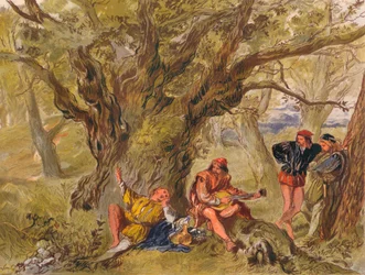 Kuten pidät: II näytös, kohta V. Vihreän puun alla, laulaja Amiens, c1875