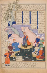 Luhrasp kuulee katoavan Kai Khusraun palaavista paladineista, Folio..., 1576-77.