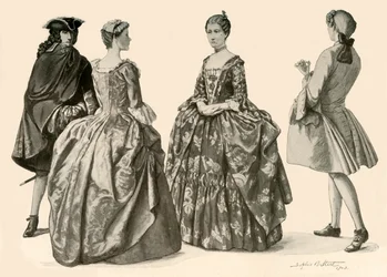 Vaatteet kuningatar Annen ja George I:n hallituskaudella, 1702-1725, 1903, 1937.