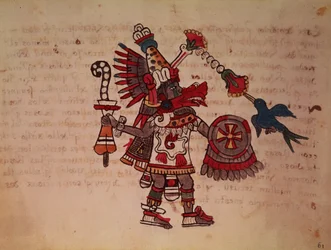 Quetzalcoatl, pyöreä käärme, tuulen, oppimisen ja pappeuden jumala, elämän mestari, luoja ja sivistäjä, jokaisen taiteen suojelija ja metallurgian (vellum) keksijä