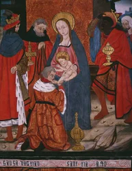 Maagien palvonta, paneeli San Andres of Torturan kirkosta, 1400-luvun loppu - 1500-luvun alku (maalattu puu)