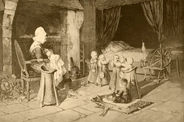 Lastenkoti kylässä Haagin maalauksen jälkeen, Album Artisticosta, julkaistu n.1890
