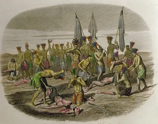 Kuolleet fransiskaanilähetyssaarnaajat, jotka Karibian intiaanit, joita he olivat yrittäneet evankelioida vuonna 1516, paloittelivat ja söivät.