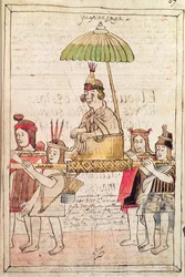 Kuvituskuva Huascar Incasta teoksesta "Historia y Genealogia Real de los Reyes Incas del Peru, de sus hechos, costumbres, trajes y manera de Gobierno", joka tunnetaan nimellä Codice Murua (pergamentti).