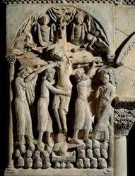 Laskeutuminen ristiltä, Pyhän Dominic Siiloksen mestari (1100-luku). Relief kiveen