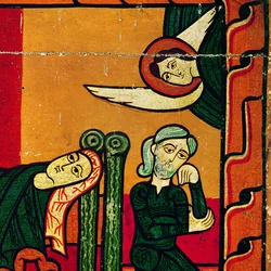 Syntymä, sivupaneeli alttaritaulusta, katalaani (öljy puulevylle) (yksityiskohta 168111)