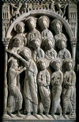 Pyhän Tuomaan epäusko. Pyhän Dominic Siilolaisen mestarin (1100-luvulla) tekemä veistos. Relief kiveen