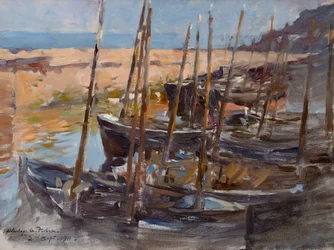 Luonnos, Mousehole Harbour, Cornwall (öljy kankaalle)